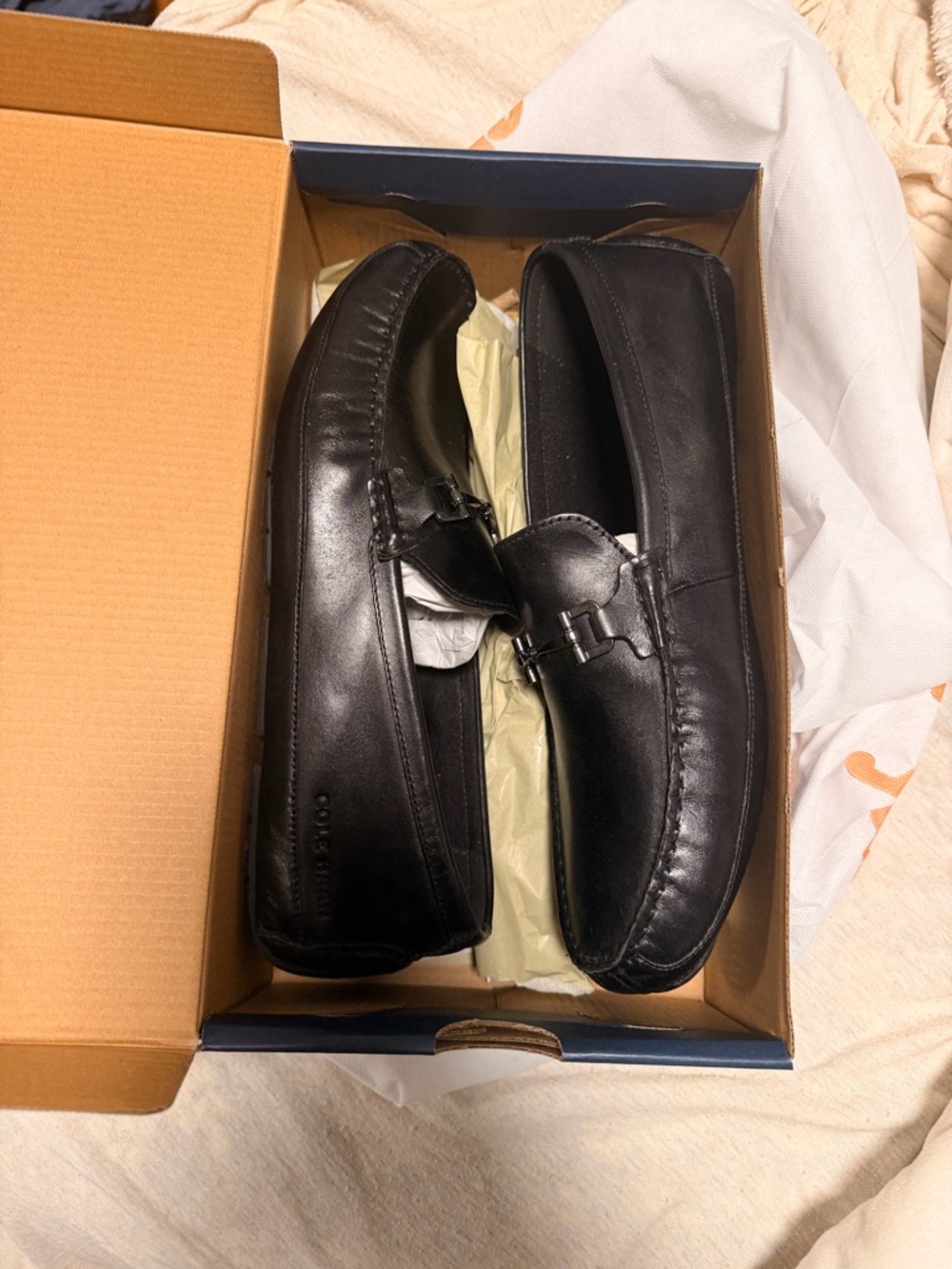 Cole Haan Black Leather Bit Slip-On Loafers - Picture 3 of 4